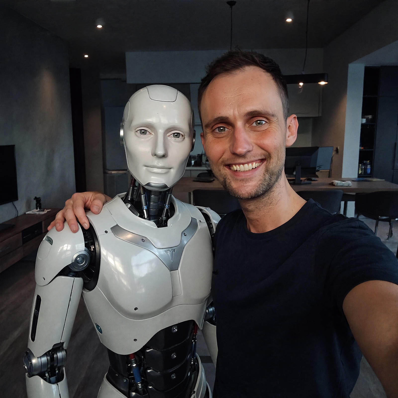 Kovács Krajcsovics Balázs with a humanoid robot — the shared future